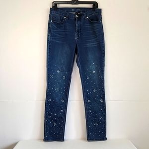 DG2 Embellished Blue Denim Womens Stretch Jeans Size 8
